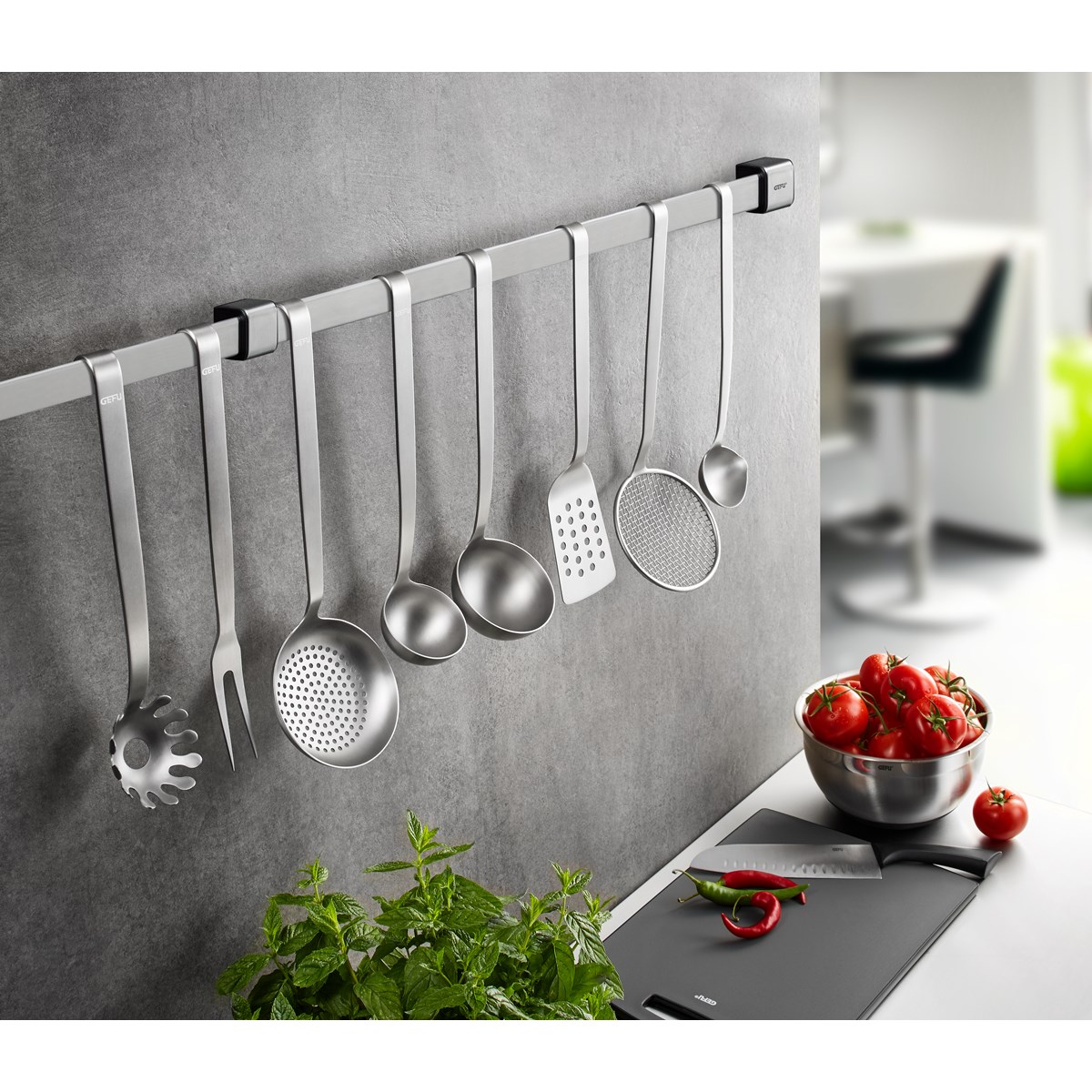 Barre à ustensiles de cuisine SMARTLINE argent, GEFU