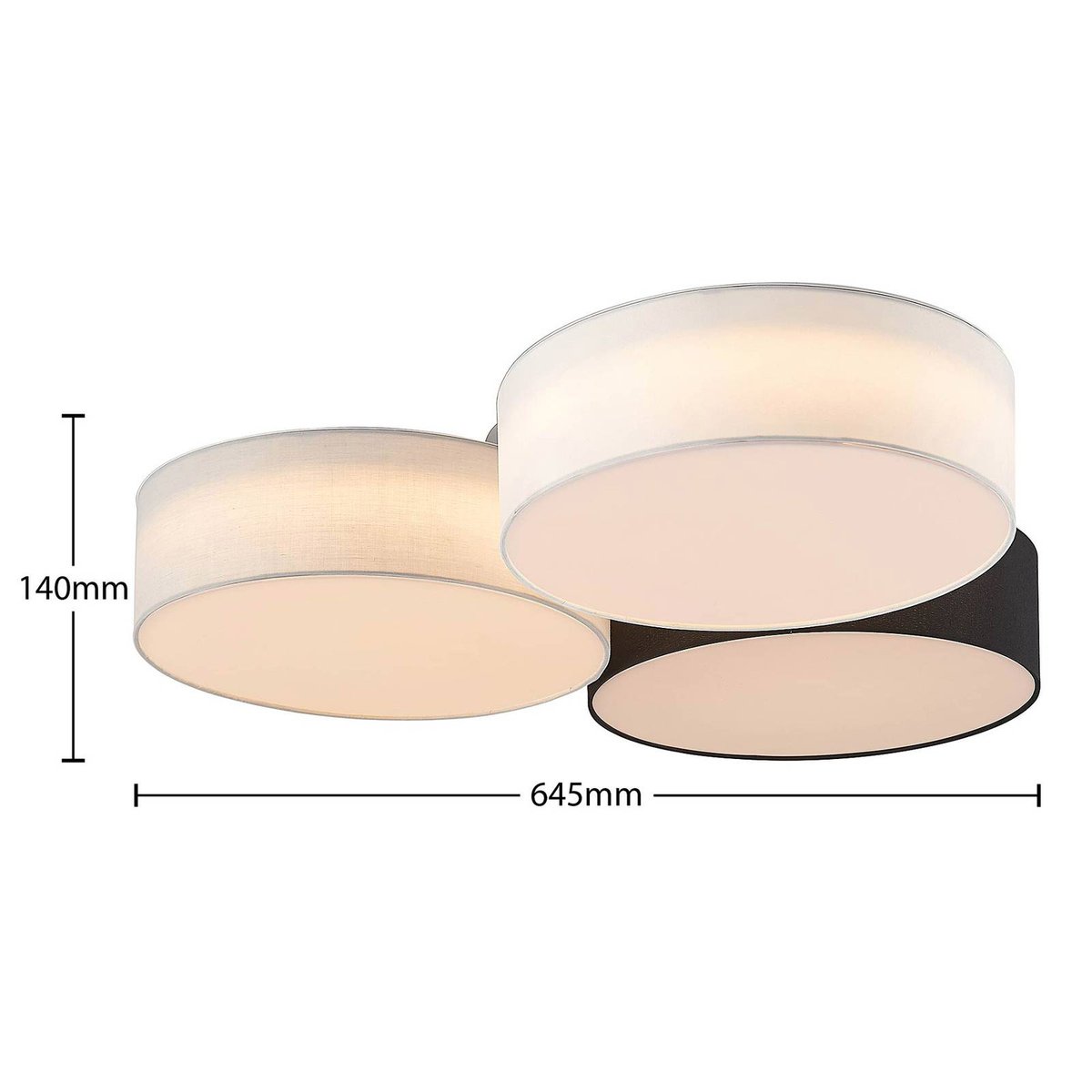Plafonnier en textile moderneLED, Janita gris, noir, blanc, LINDBY