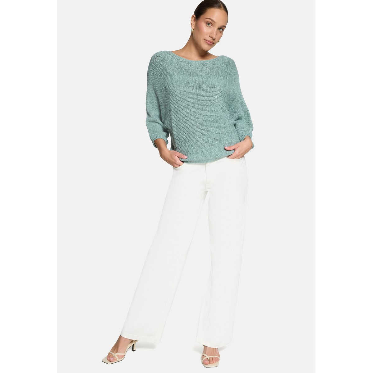 Pull-over en grosse maille à manches chauve-souris silver blue, ZERO