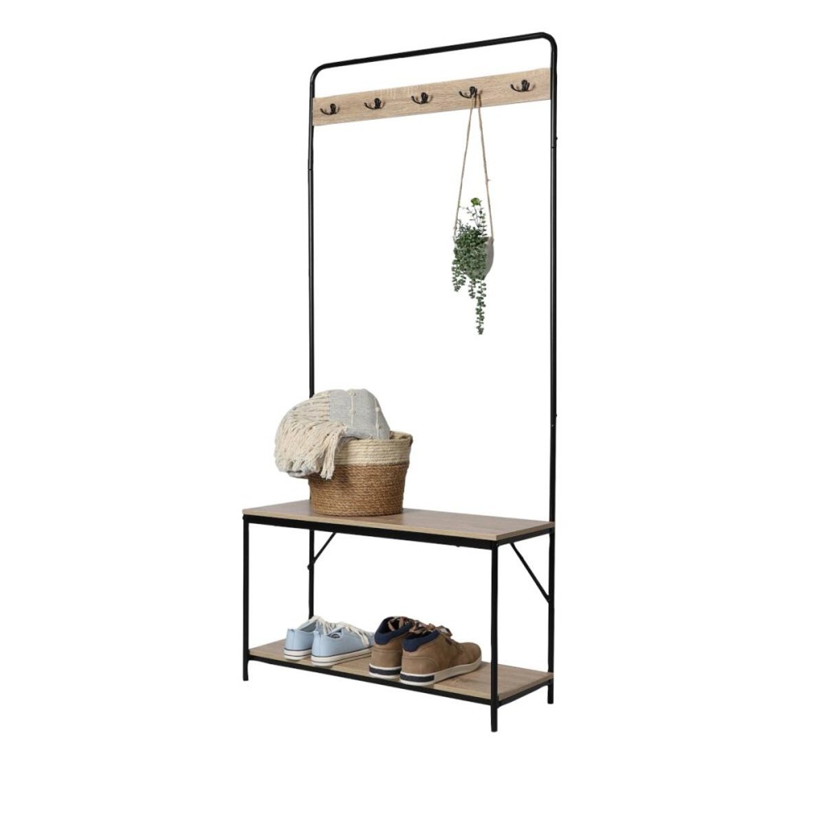 Etagère Porte Manteaux Avec Range Chaussures noir, DECORATIE