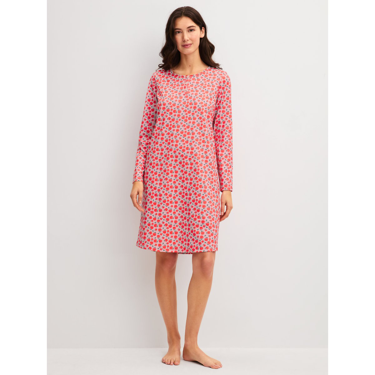 Chemise de nuit manches longues Coton MYSTIC NIGHTS rouge éclatant, CALIDA