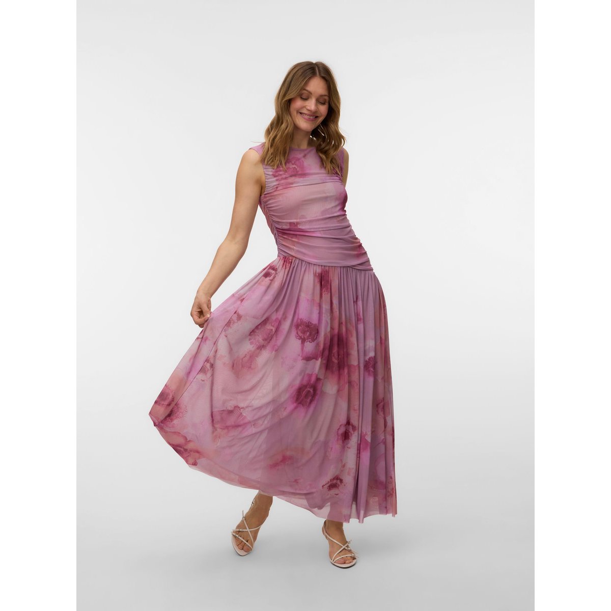 Robe Asymétrique chintz rose, VERO MODA