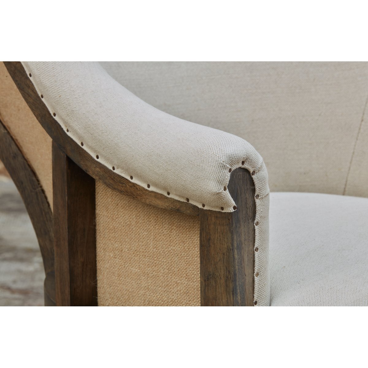 Fauteuil en lin et coton LÉONIE beige, PRODUIT INTERIEUR BRUT