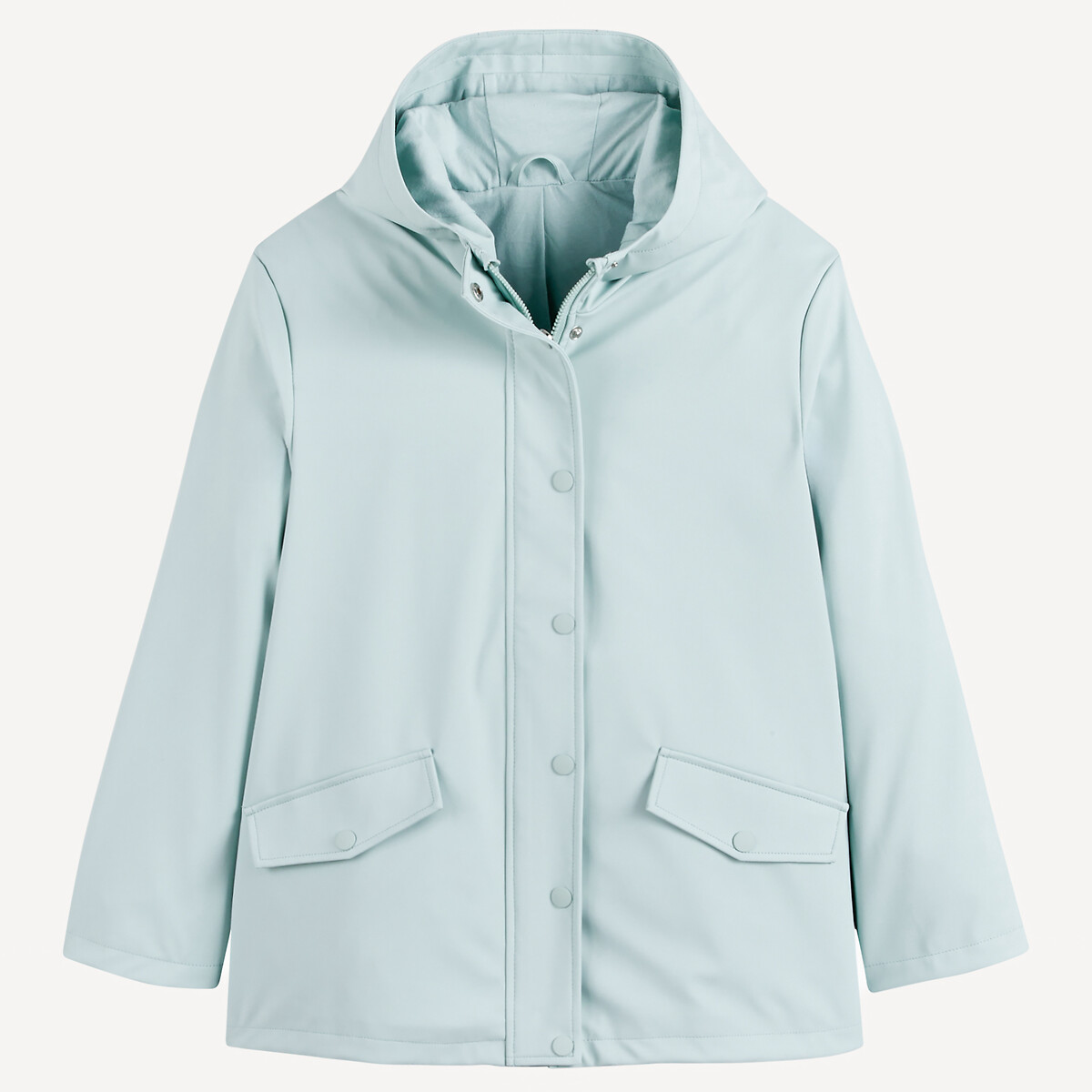 Hooded Waxed Jacket with Lining blue, LA REDOUTE COLLECTIONS