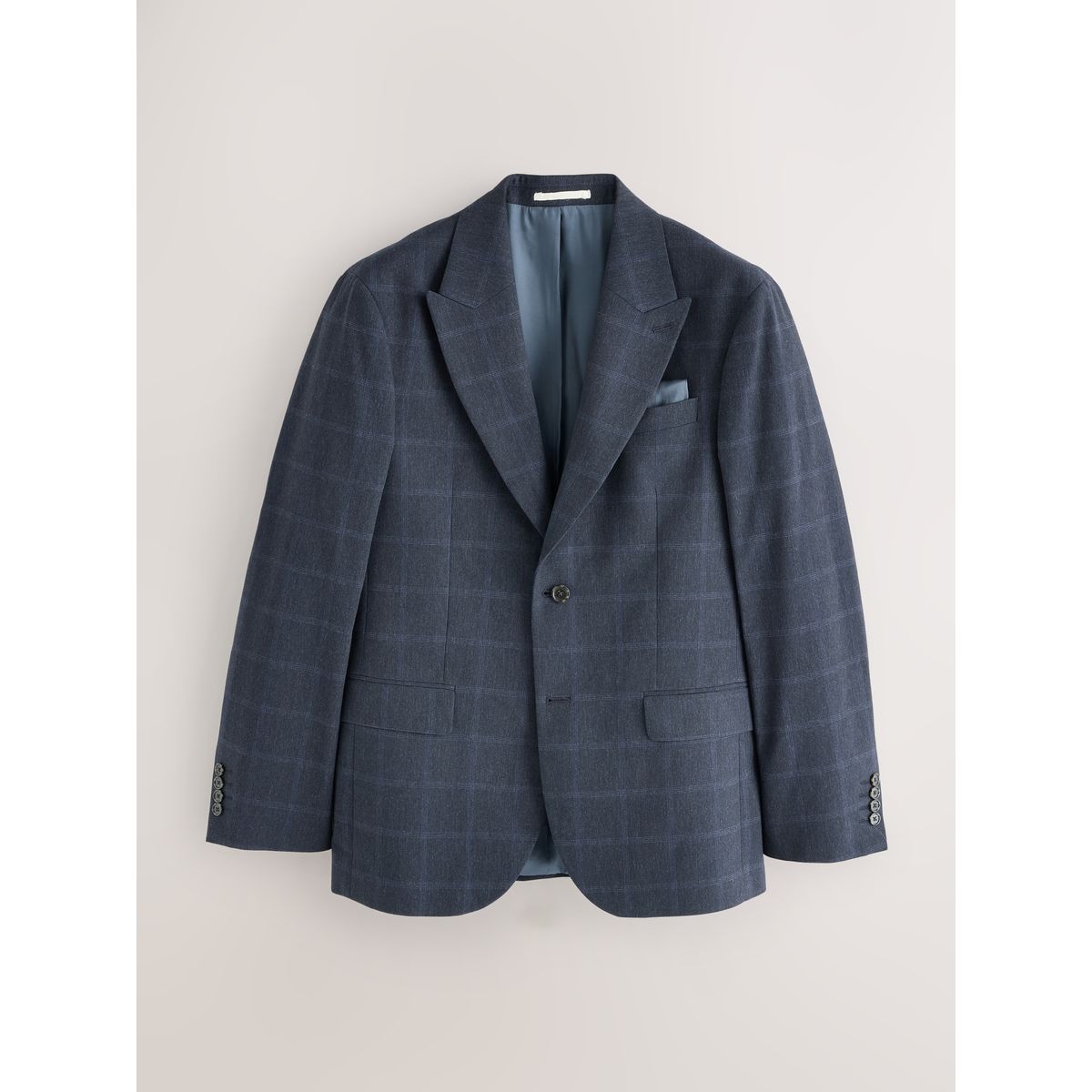 Veste de costume standard en coton à carreaux bleu marine, NEXT