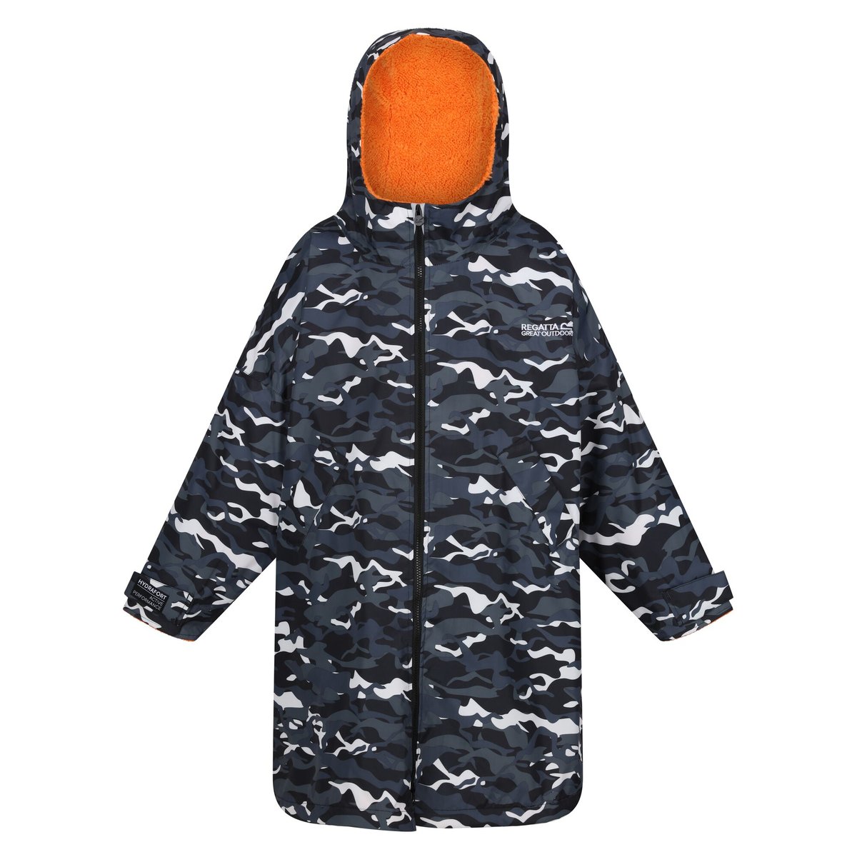 Peignoir à langer imperméable motif/style camouflage noir / orange, REGATTA