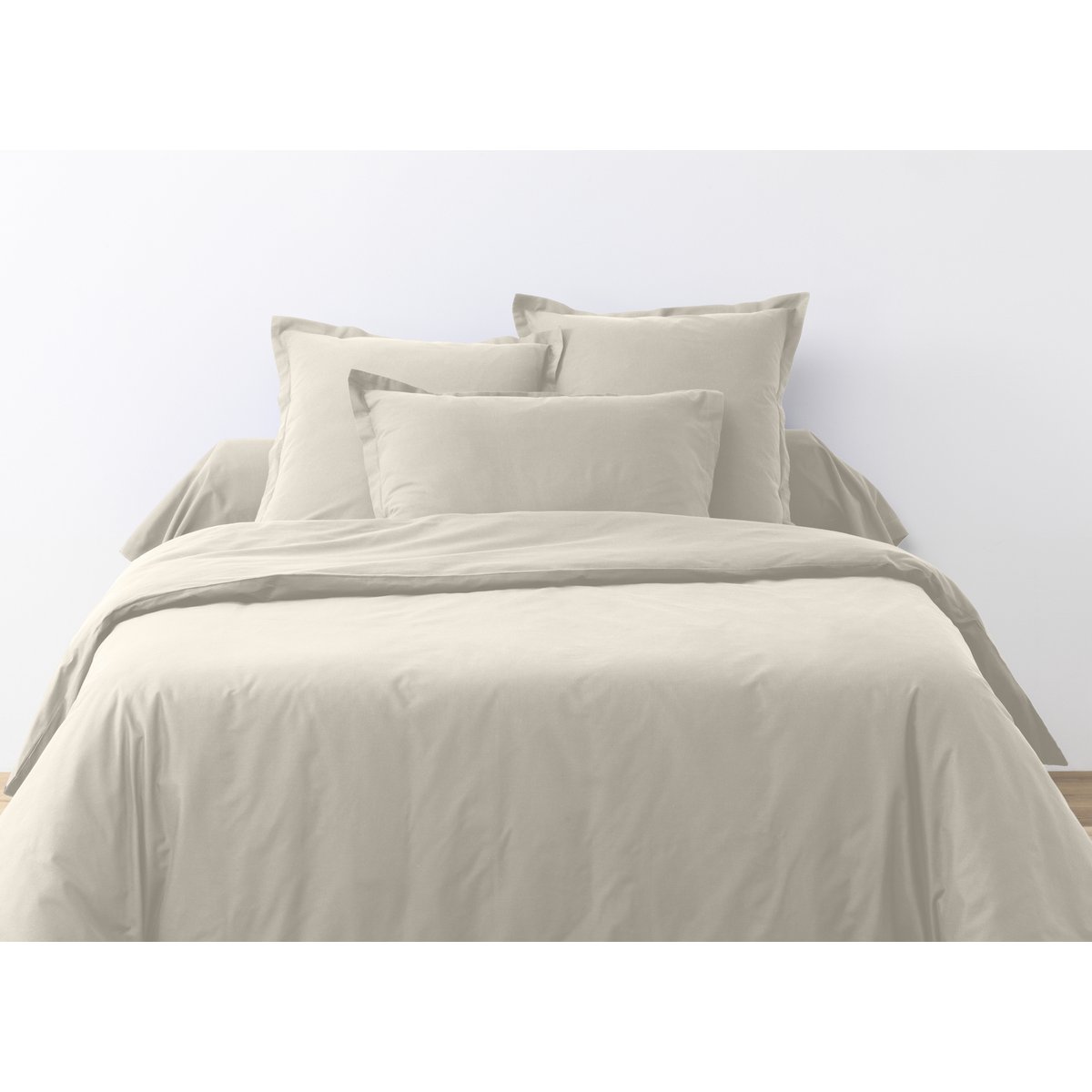 Drap housse coton uni 90 x 190 cm Passion anthracite ivoire, EDEN