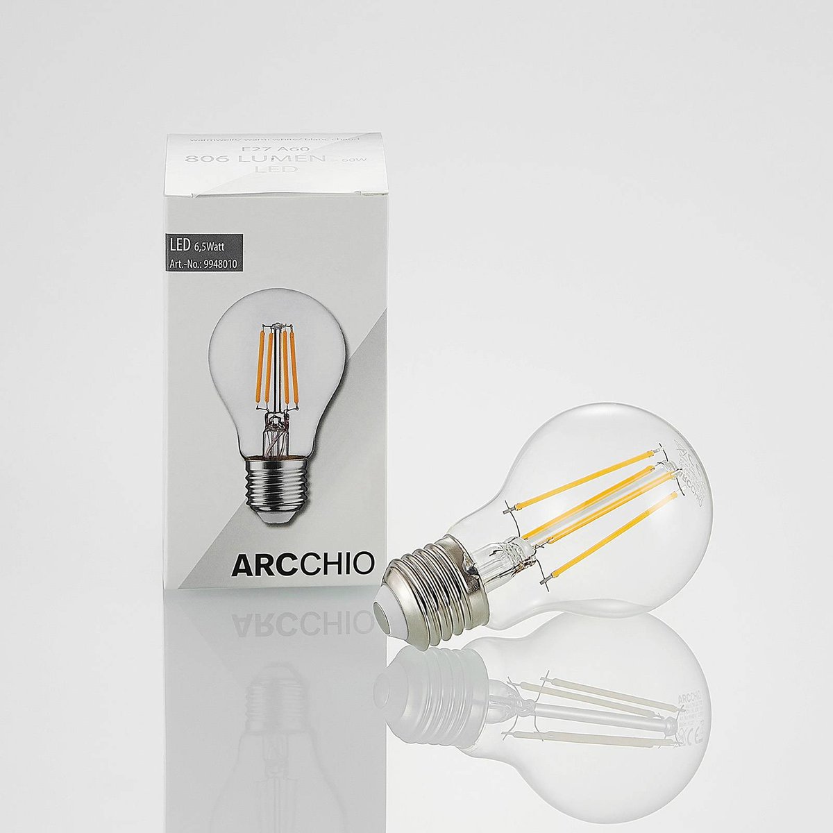 Ampoule E27 en verreLED, E27 6,5W LED-Lampe couleur unique, ARCCHIO