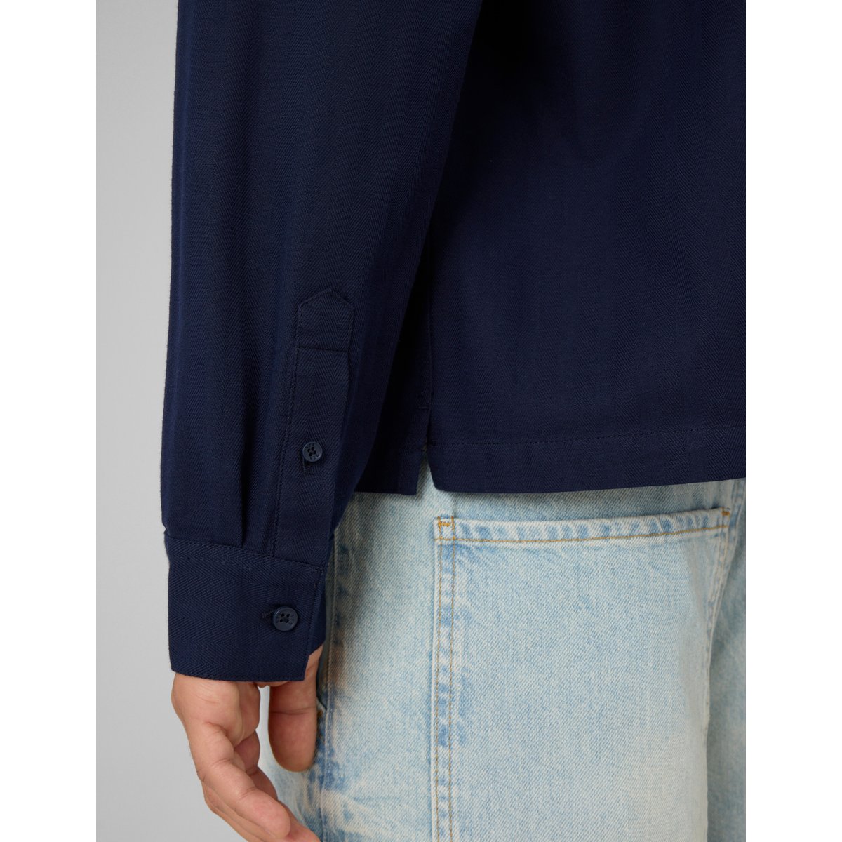 Chemise enfilée zippée manches longues bleu foncé, BZB