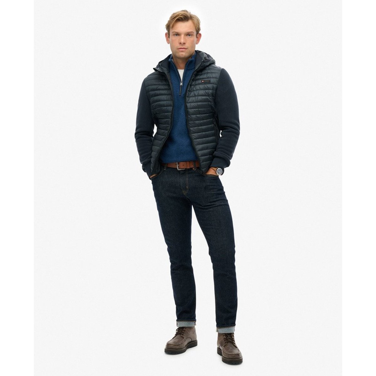 Veste à capuche en polaire Storm Hybrid bleu marine éclipse, SUPERDRY