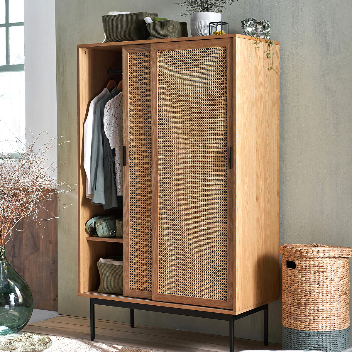 Armoire 2 portes coulissantes Waska naturel/noir, LA REDOUTE INTERIEURS