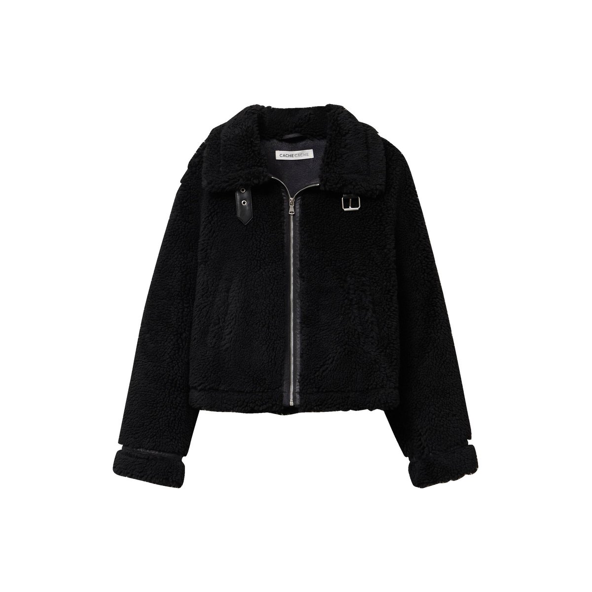 Bombardier court effet polaire bouclette noir, CACHE CACHE