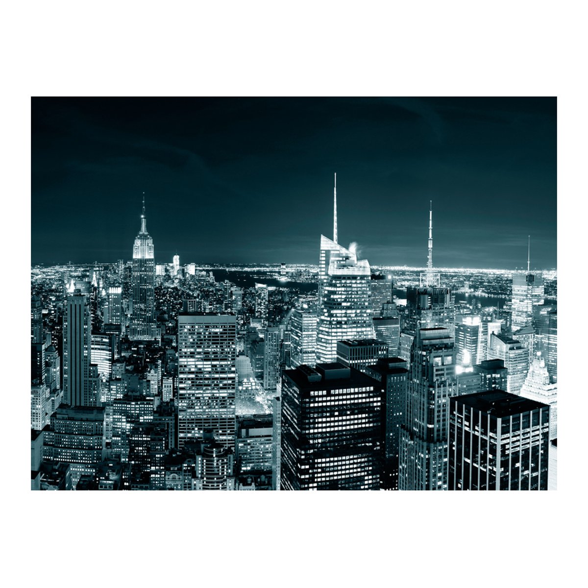 Papier peint intissé panoramique Ville et Architecture Vie nocturne à New York bleu, EDEN