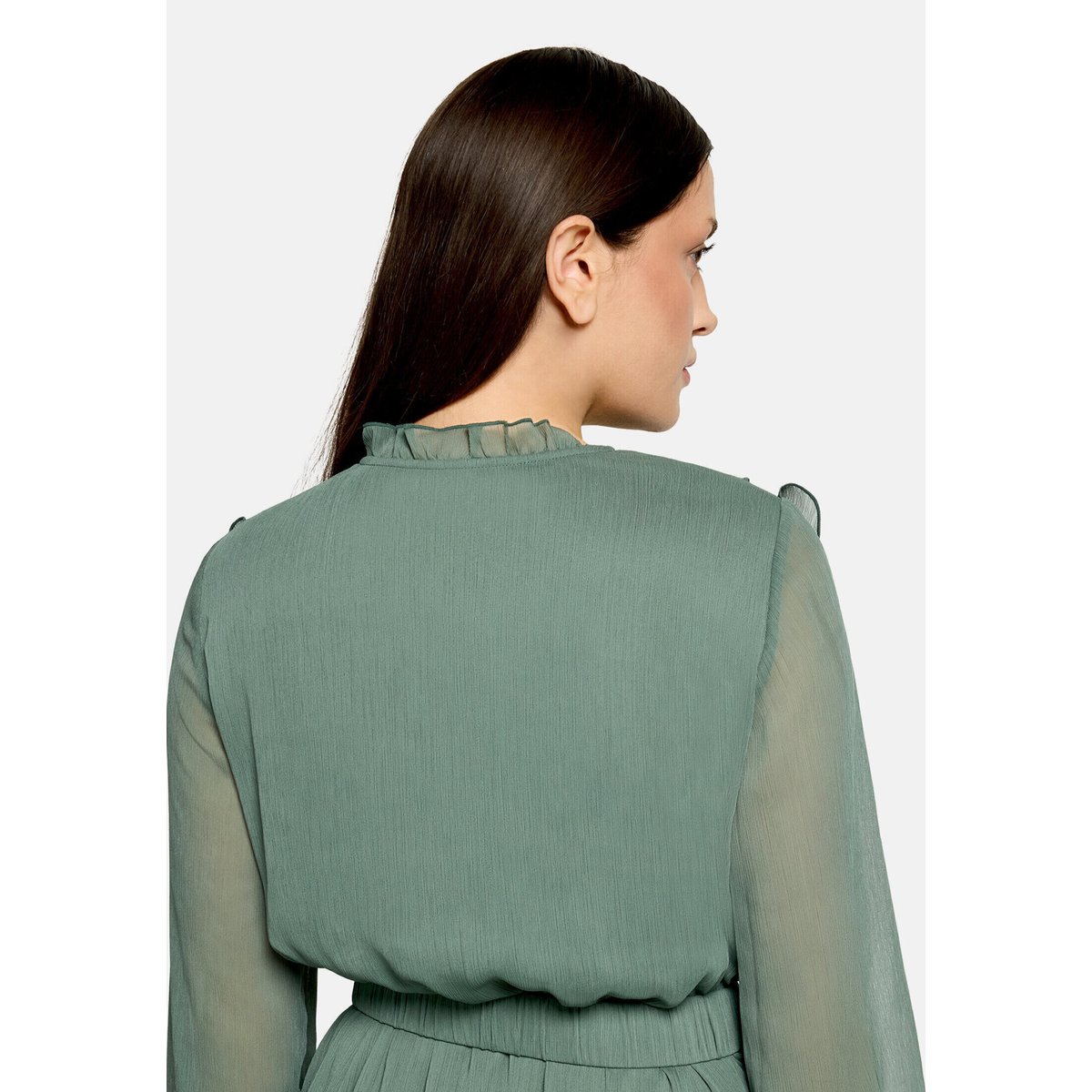 Robe de cocktail à volant evening green, VERA MONT