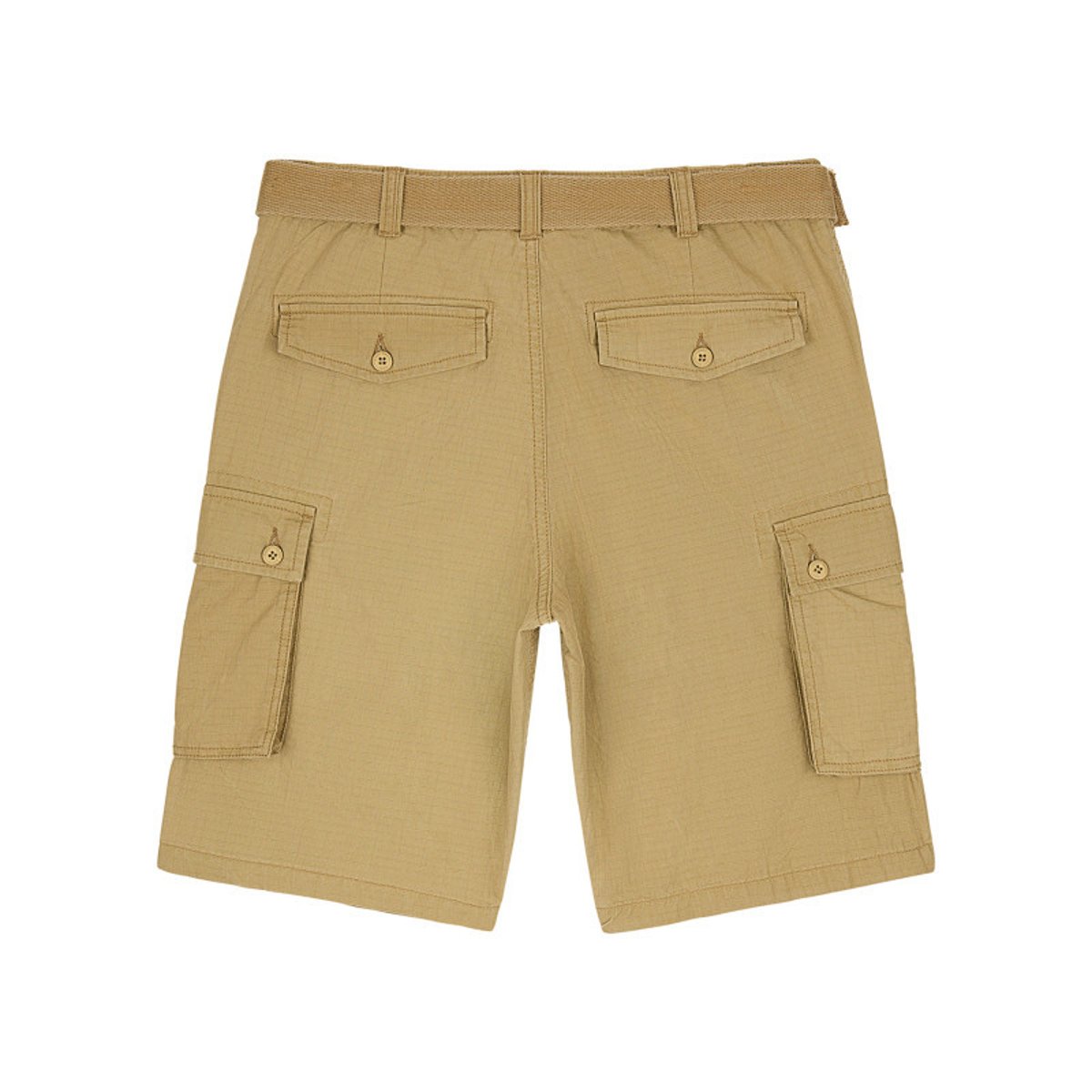 Short cargo en coton beige uni à coupe regular fit avec une ceinture à la taille beige, TEDDY SMITH