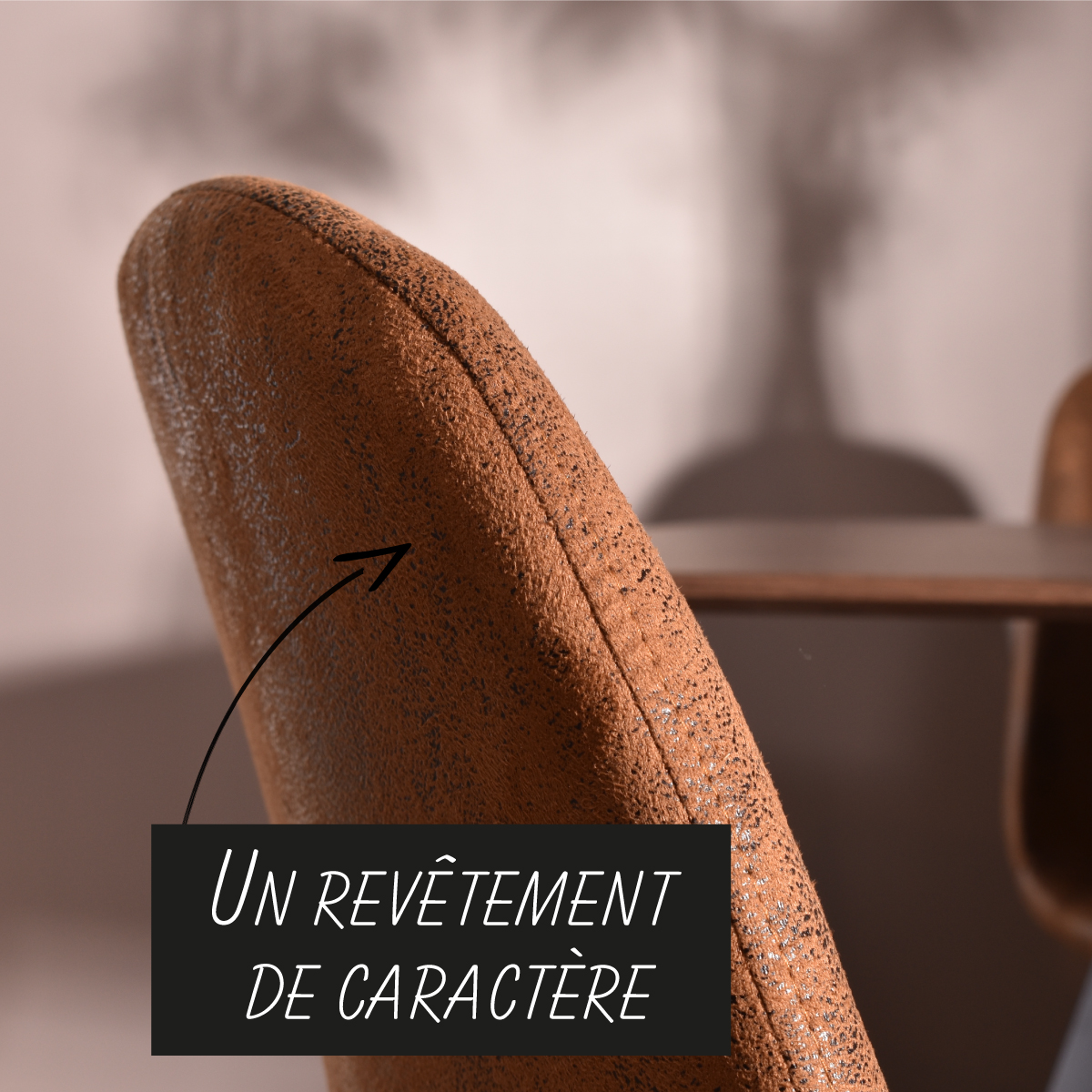 Lot de 4 chaises de salle à manger style vintage, CHARLTON marron, MEUBLES COSY