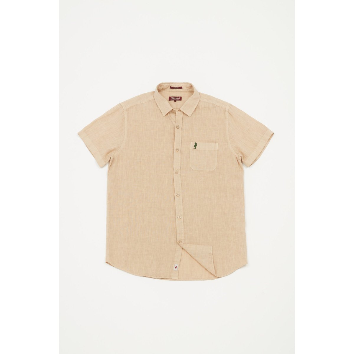 Chemise manches courtes 100% lin beige, MCS