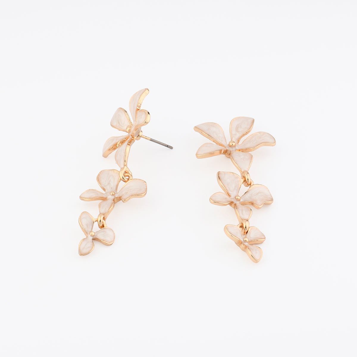 Boucles d'oreilles 3 fleurs ivoire ivoire, BALABOOSTE