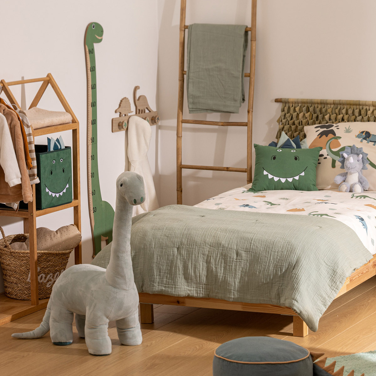 Panier de rangement enfant imprimé vert foncé, ATMOSPHERA