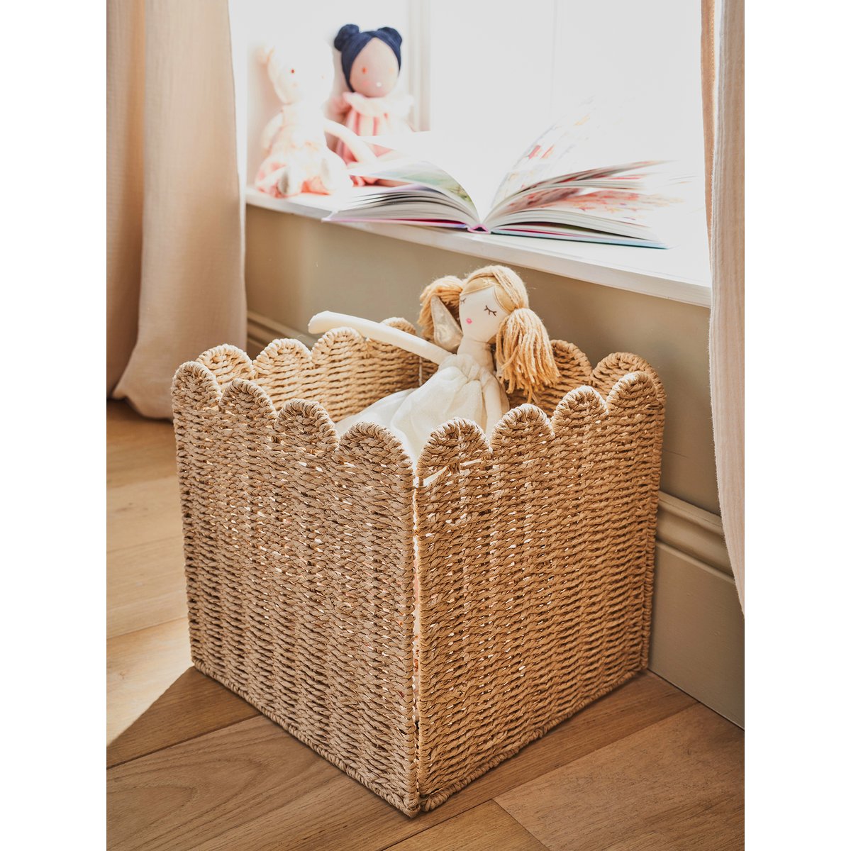 Bac de rangement en corde de papier Feston beige, VERTBAUDET