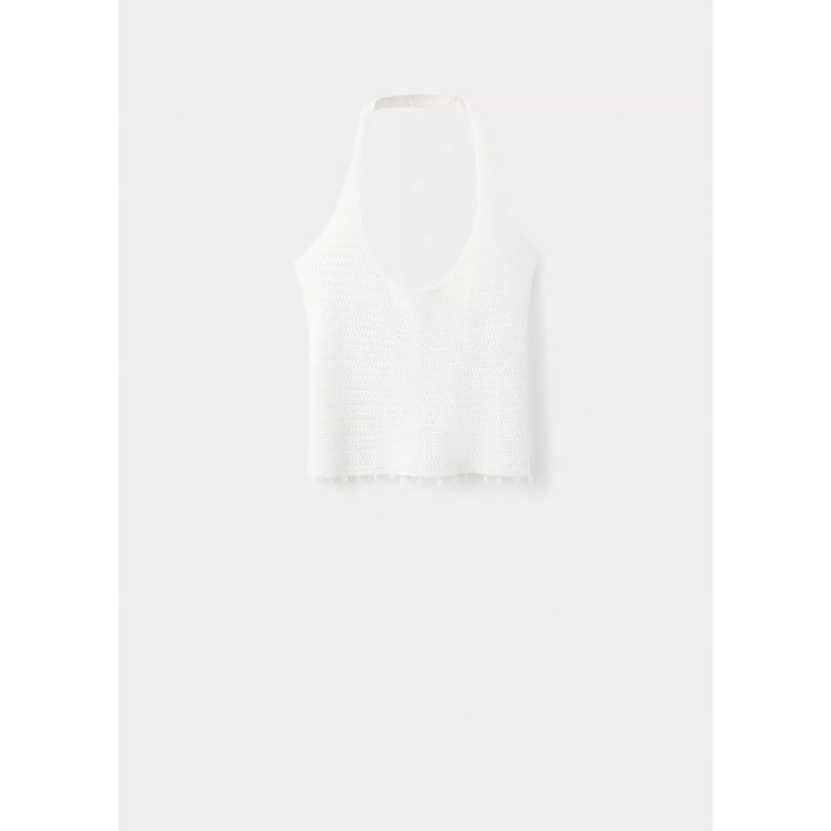 Top halter avec détail de perles blanc, MANGO TEEN