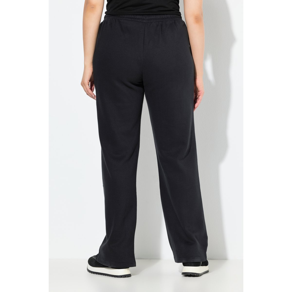 Pantalon de jogging large à taille élastique noir, ULLA POPKEN