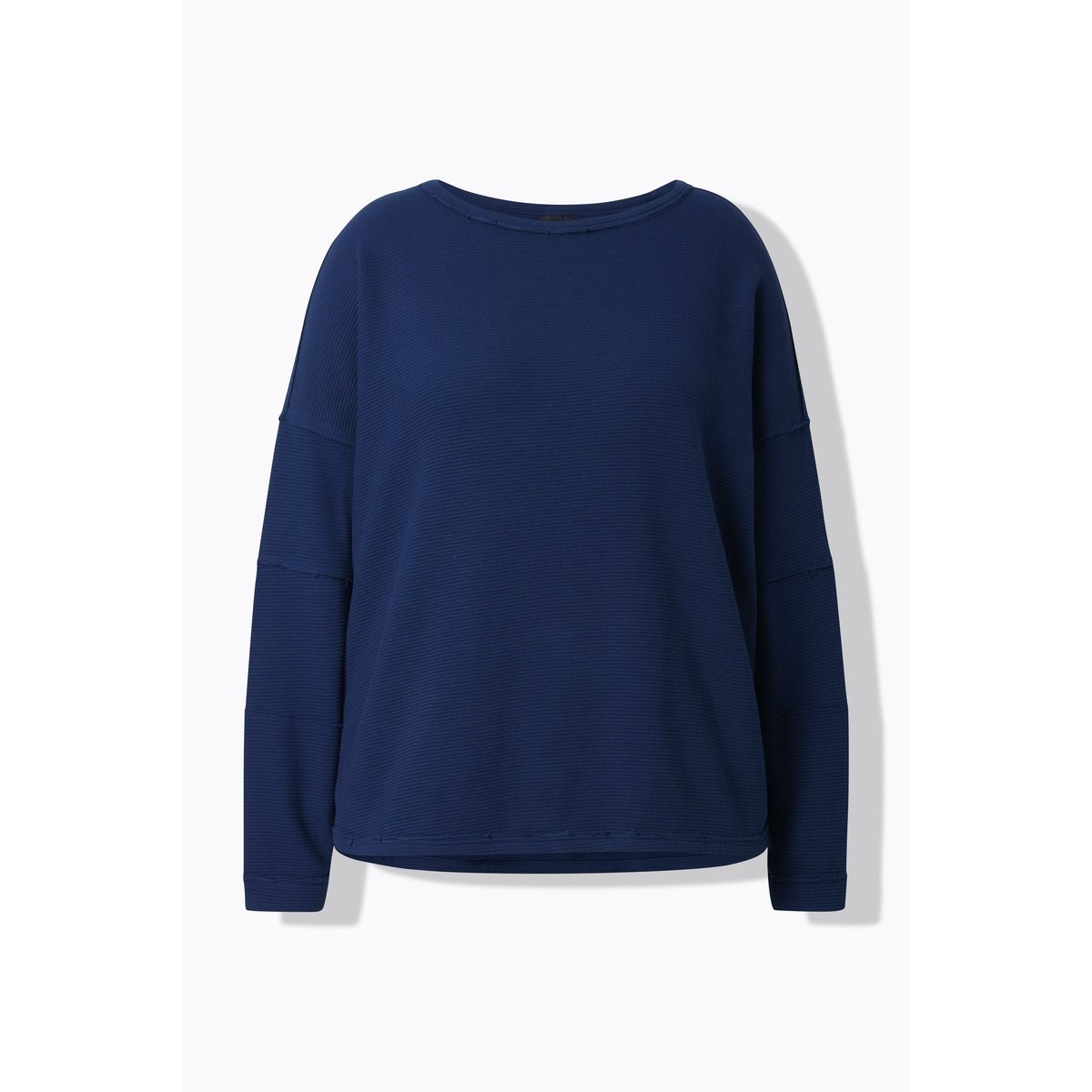Sweat côtelé à col rond et manches longues bleu encre, ULLA POPKEN