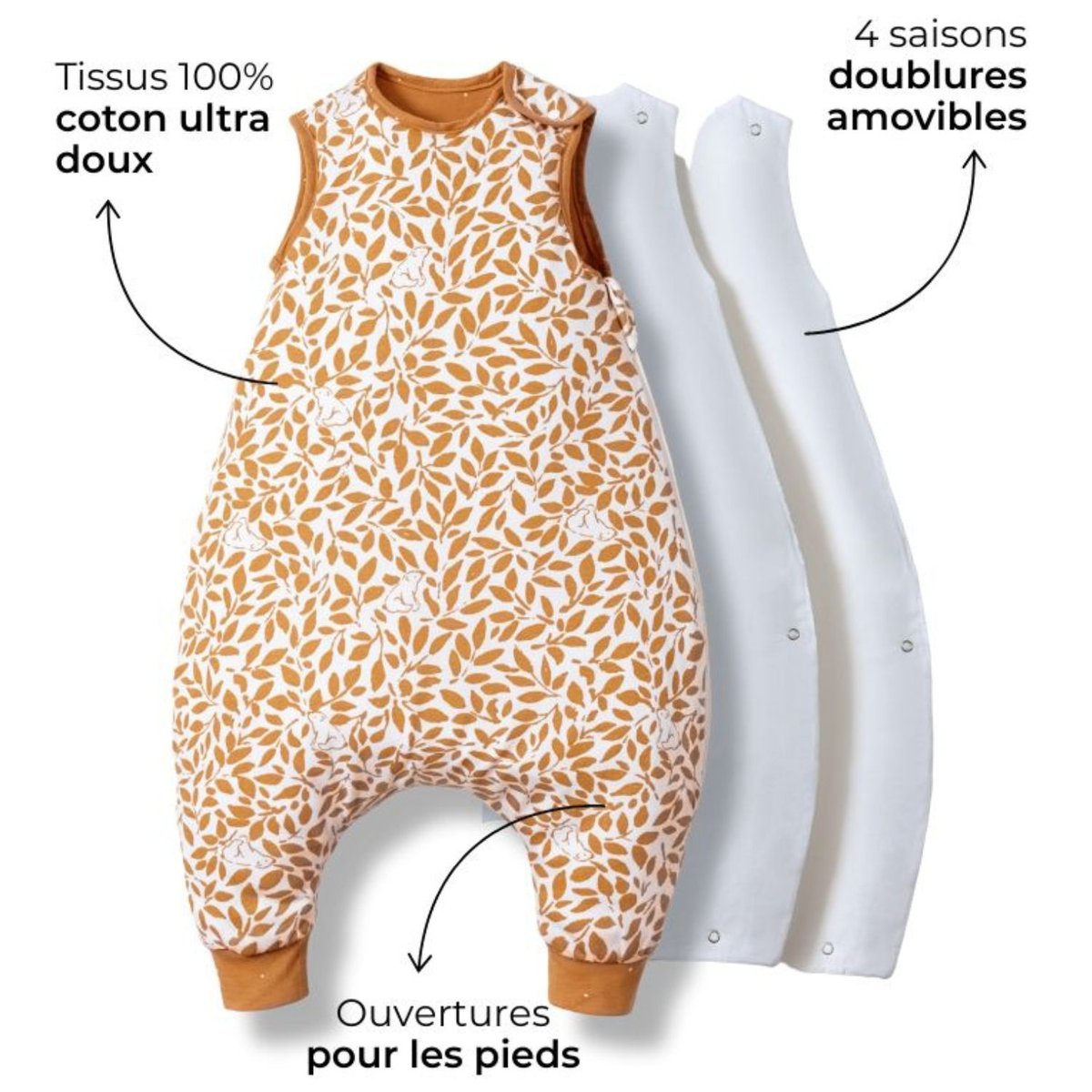 Gigoteuse à pieds avec chaussettes camel, LES PETITES BILLES