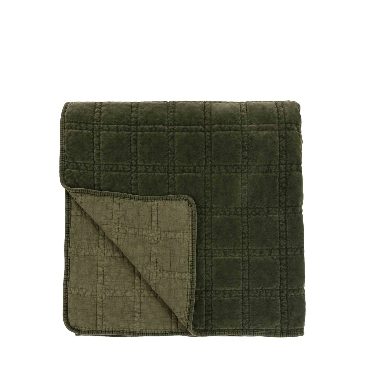 Cotton Velvet Quilted Bedspread olive, ÉDITÉ