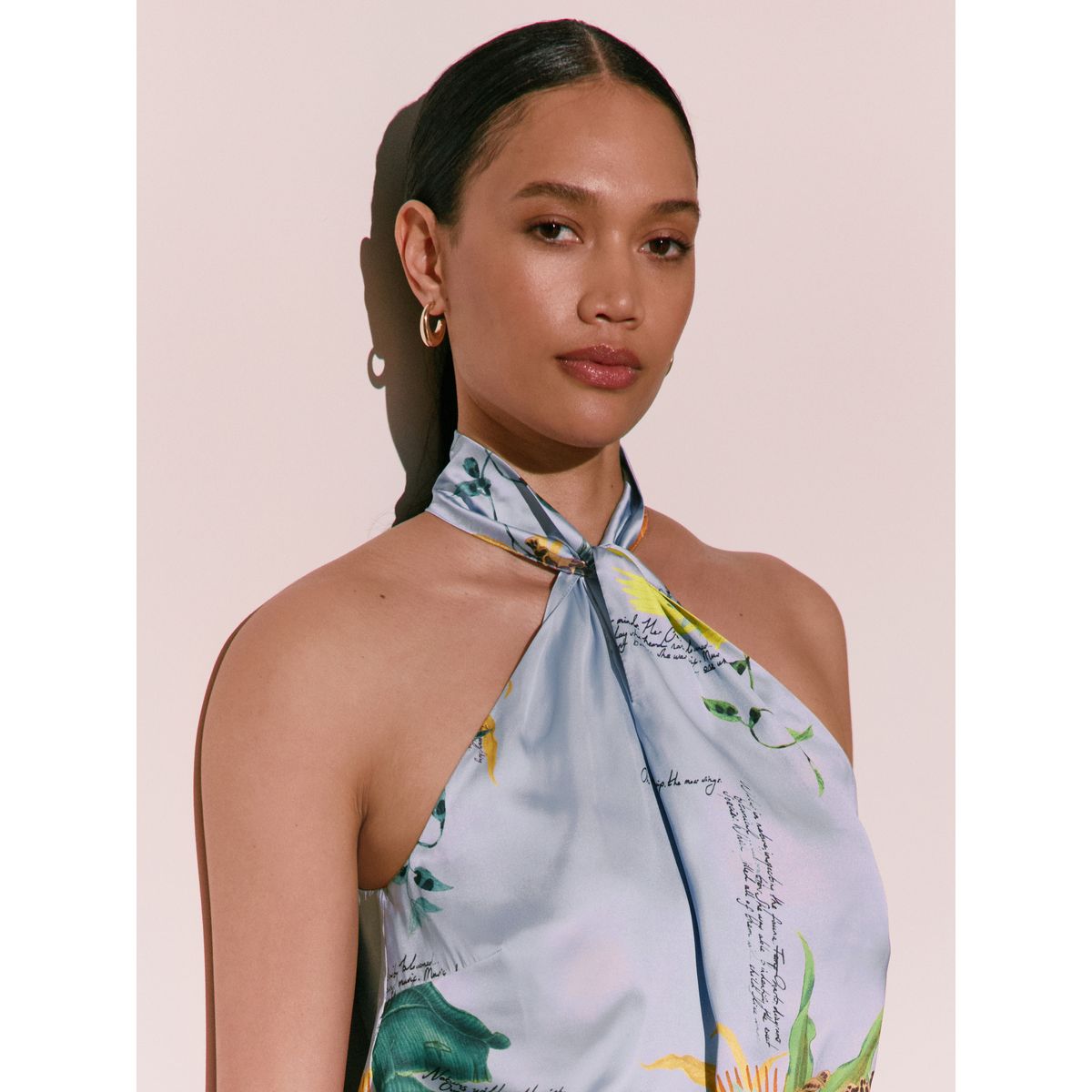 Top dos nu satin botanique kew collection imprimé floral bleu, NEXT