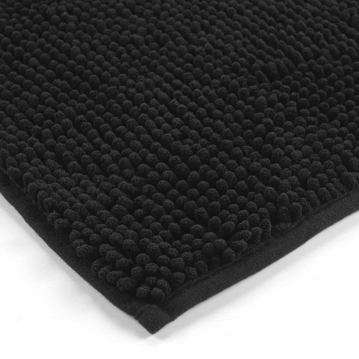 Tapis de bain en microfibre absorbante à picots noir, DOUCEUR D'INTÉRIEUR