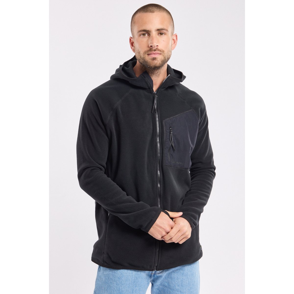 Veste polaire à capuche en Micropolaire Polartec® PLOUHA noir, BERMUDES