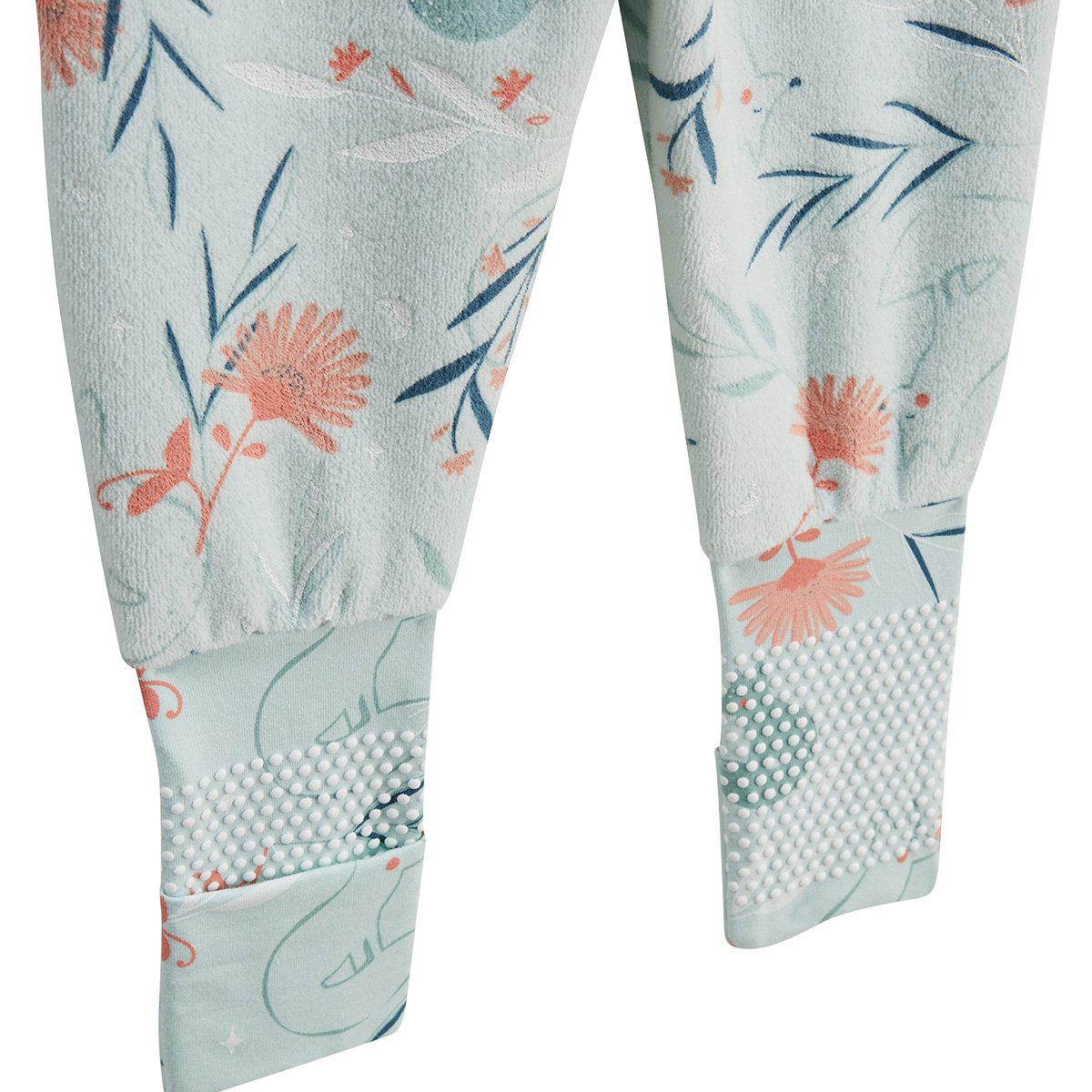 Pyjama enfant 2 pièces en velours à pieds retroussables Dina bleu, PETIT BEGUIN
