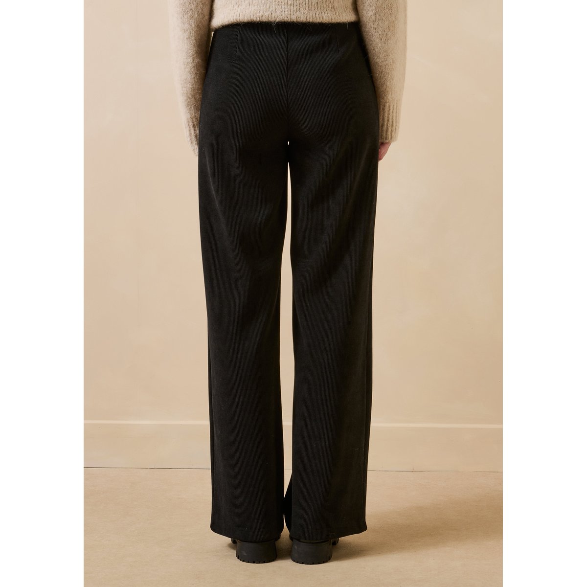 Pantalon en milano velours taille élastique noir, LA FEE MARABOUTEE