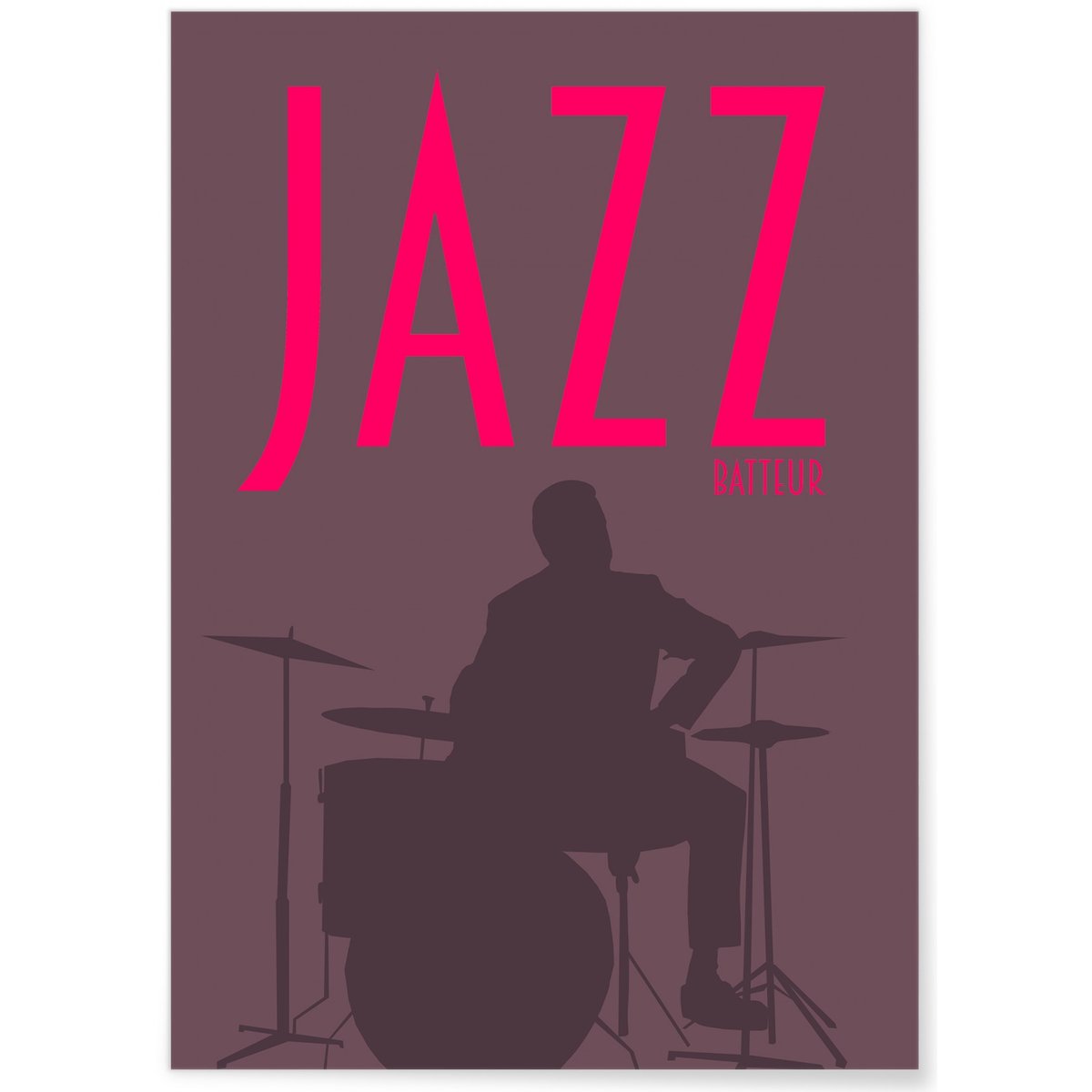 Poster Jazz Batteur blanc, L'AFFICHERIE