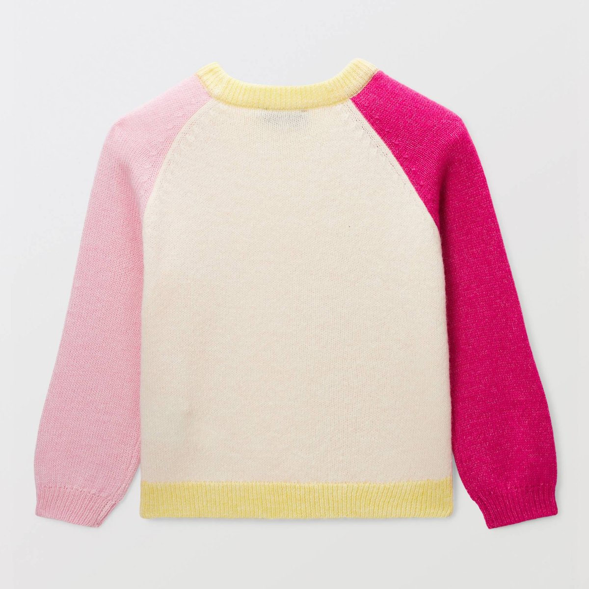 Pull colorblock contenant de la laine fluo rose, MONOPRIX