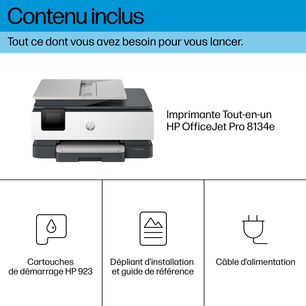 Imprimante jet d'encre OfficeJet Pro 8134e/8135e couleur unique, HP