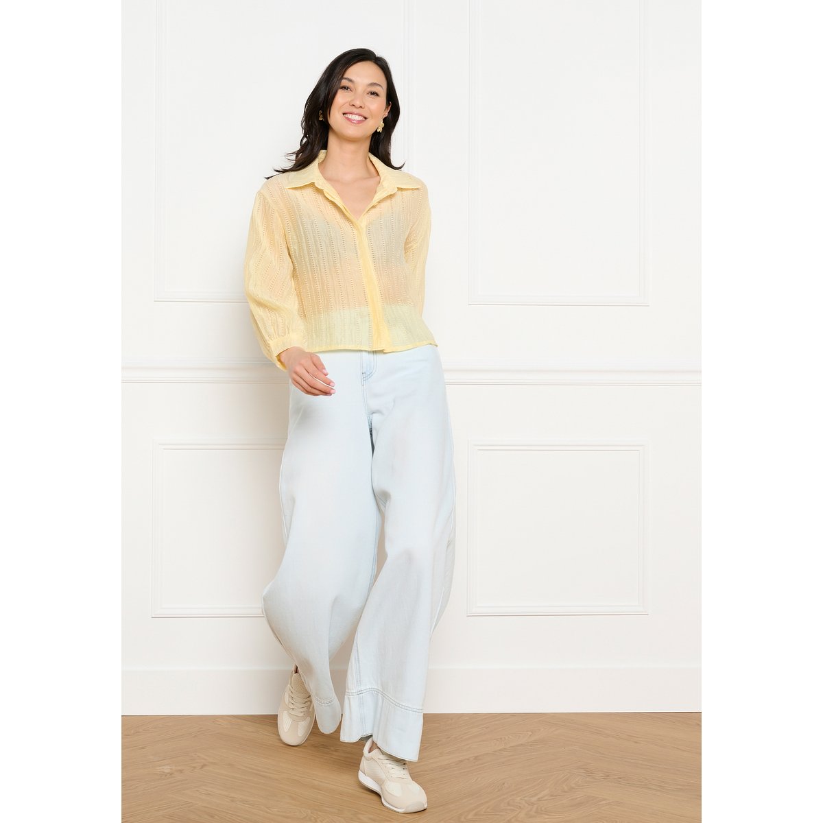 Chemise texturée légère jaune pastel, LOLALIZA