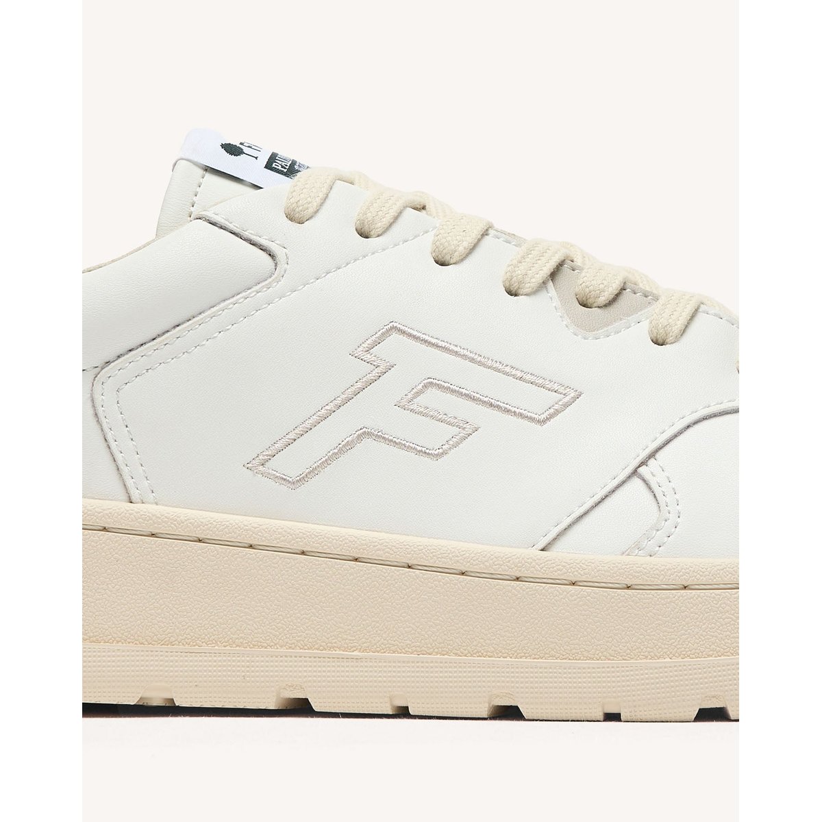 Baskets basses en cuir blanc et vert, FAGUO