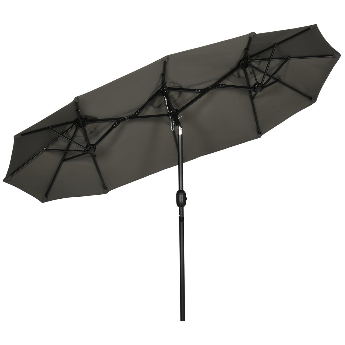 Parasol de jardin XL manivelle acier polyester haute densité gris, OUTSUNNY