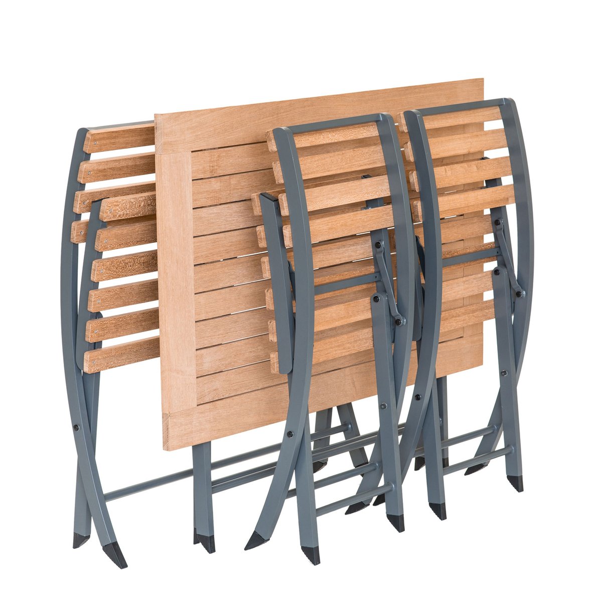 Ensemble repas pliant en teck naturel, HOME MAISON