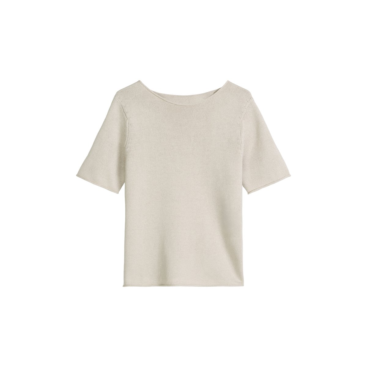 Pull à manches courtes regular en mélange coton organique/lin gris clair, MARC O'POLO