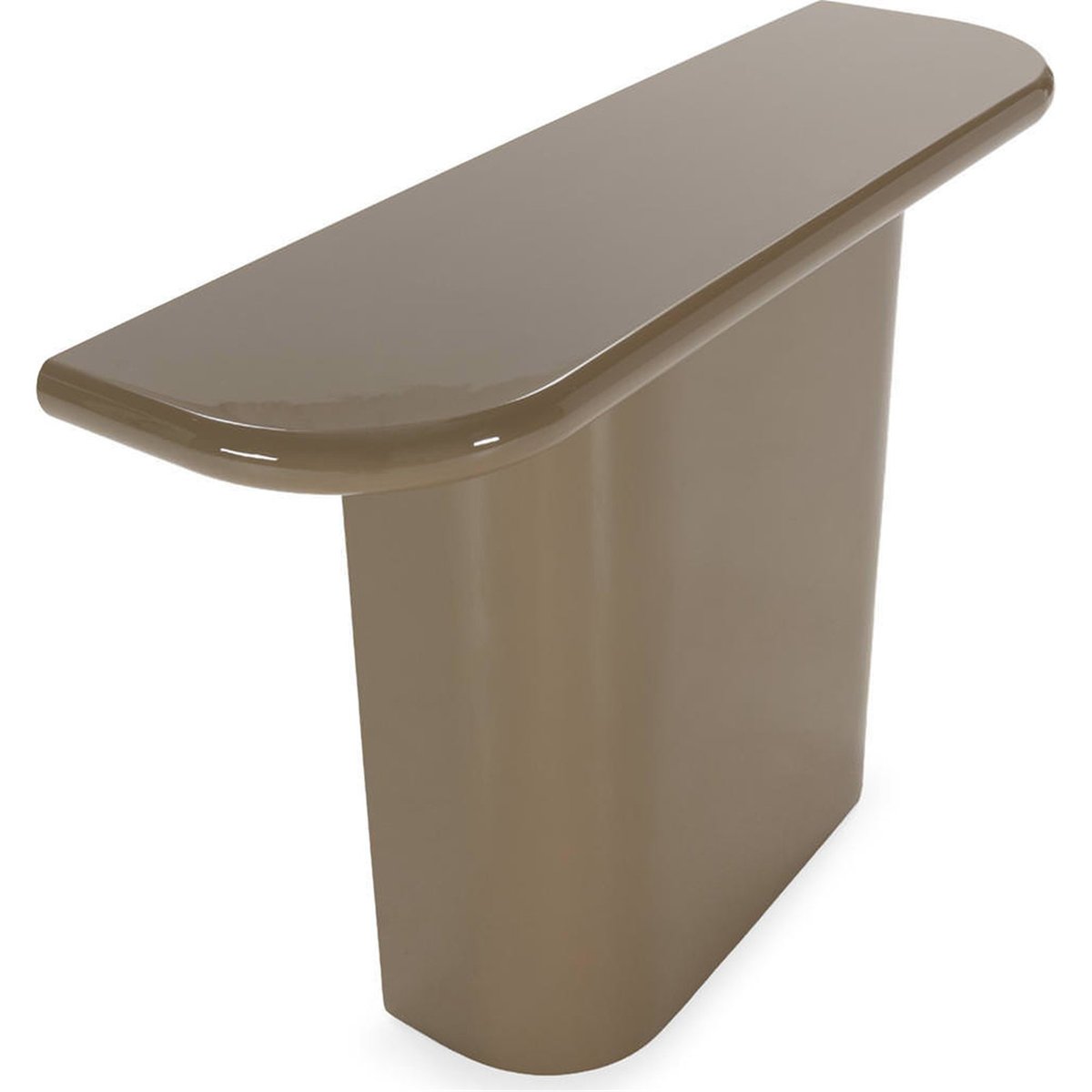 Console en bois aux lignes arrondies taupe doux brillant, RECOLLECTION