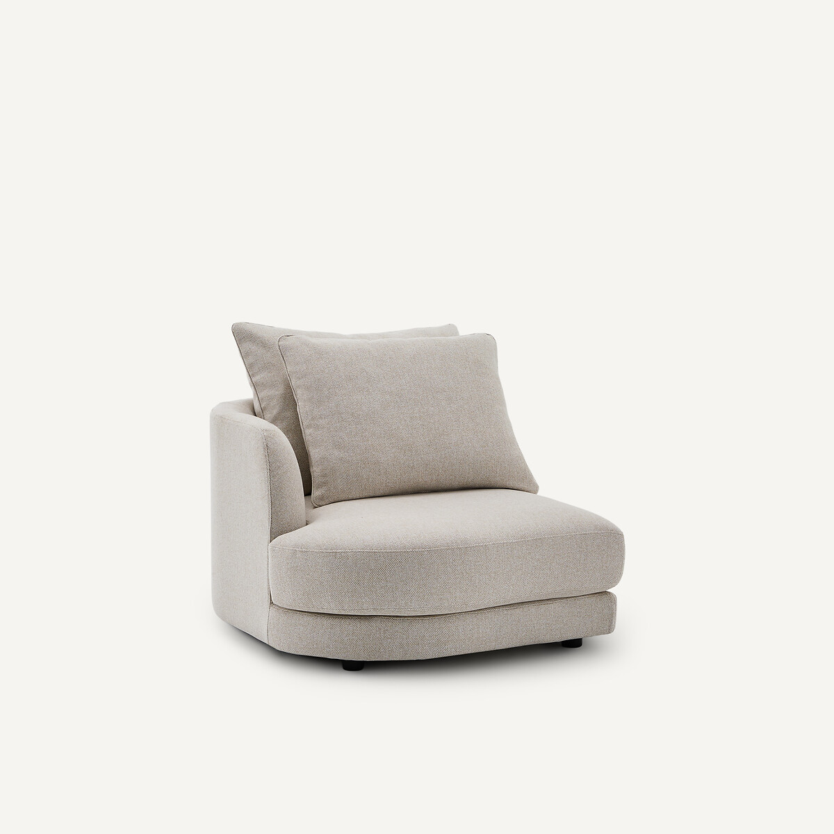 Demi-canapé gauche, arrondi, modulable en tweedé, TIBERIO ivoire, AM.PM