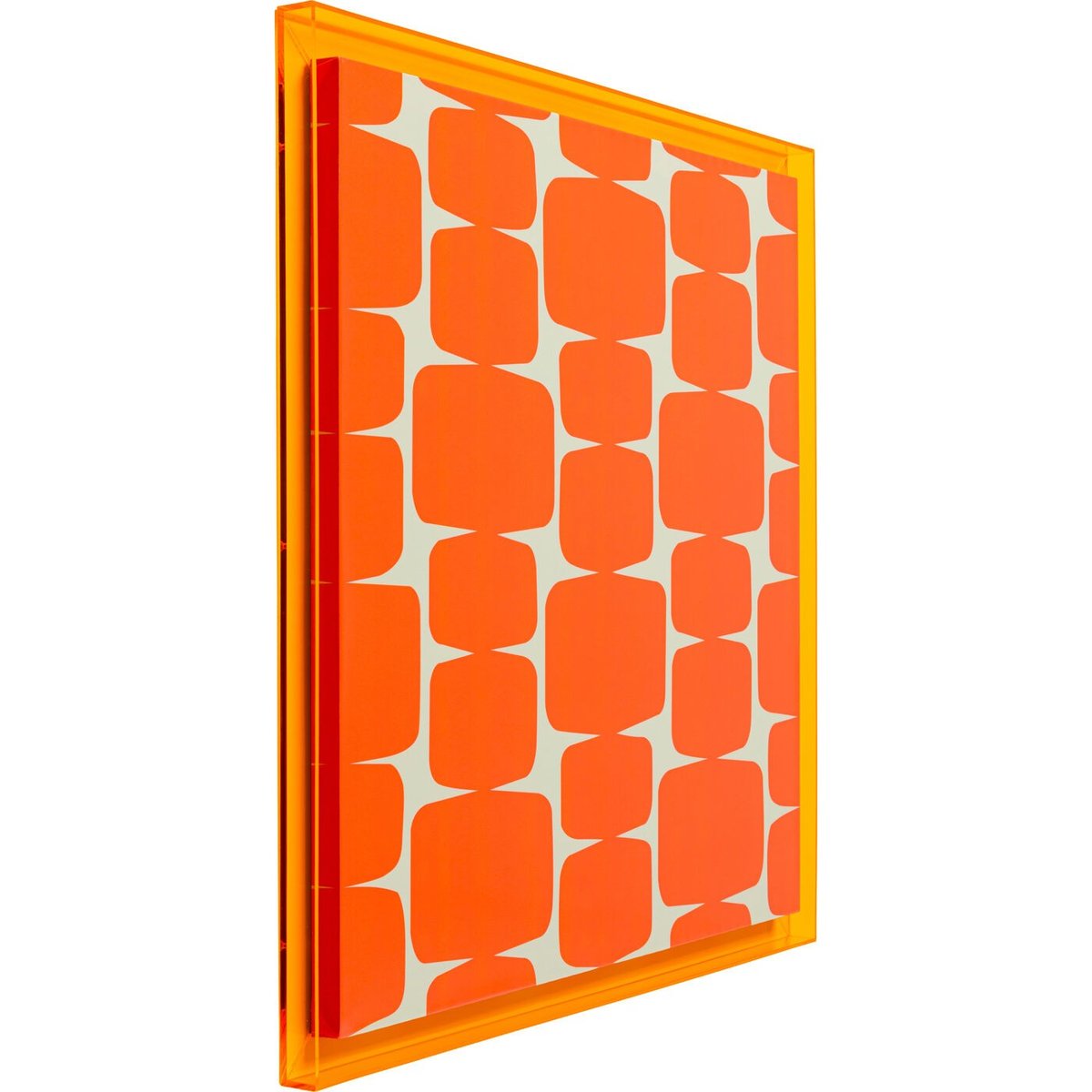 Toile en polyester encadrement polymère, SQUARE CHAINS orange, KARE DESIGN