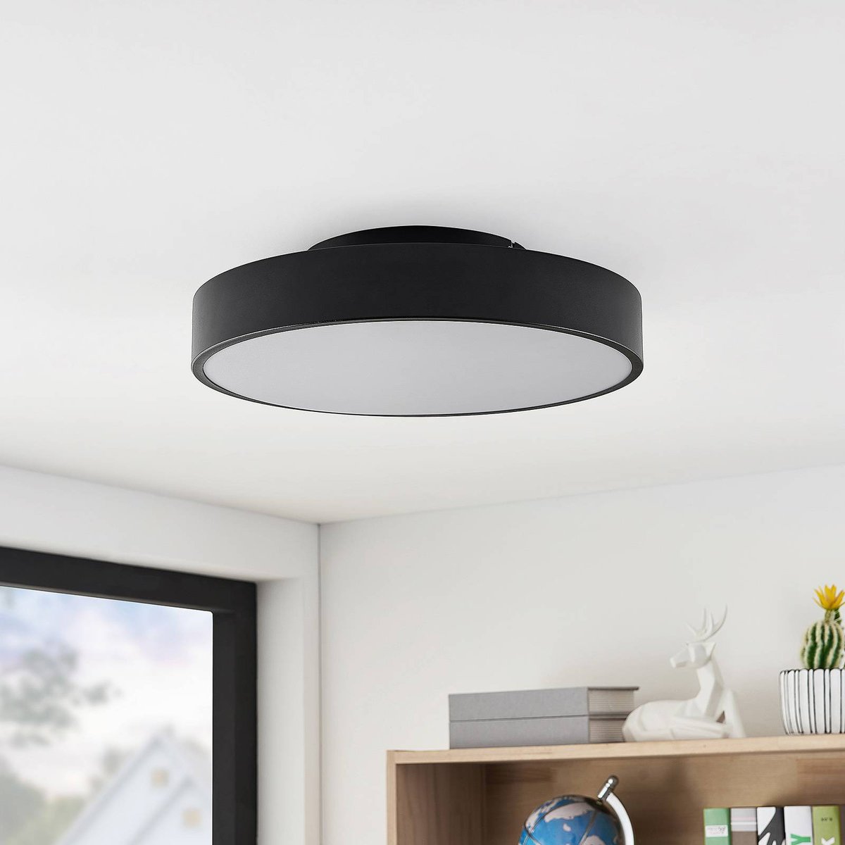 Plafonnier en métal moderneLED, Milada noir, blanc, LINDBY