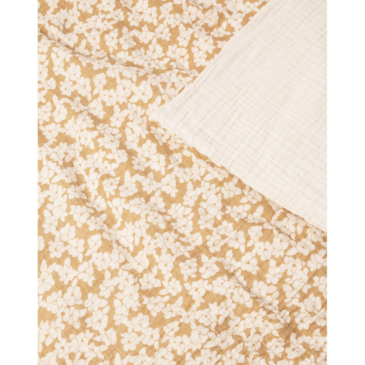 Parure de lit enfant en double gaze de coton lavé WABI-SABI marron doré sakura, NOBODINOZ