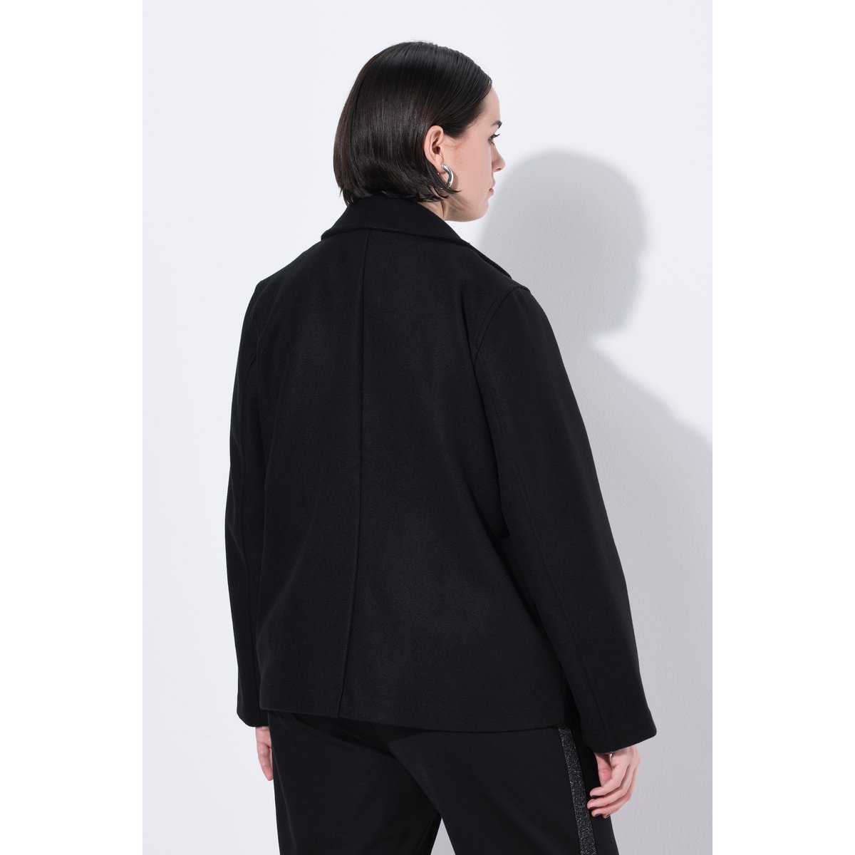 Veste caban à col revers et double patte noir, ULLA POPKEN