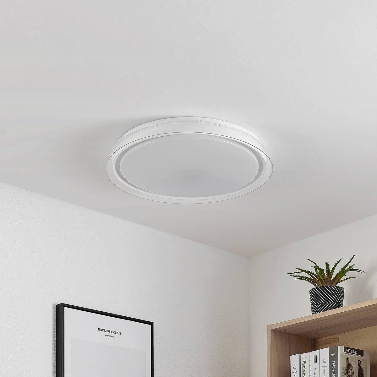 Plafonnier moderneLED, Sleya blanc, LINDBY