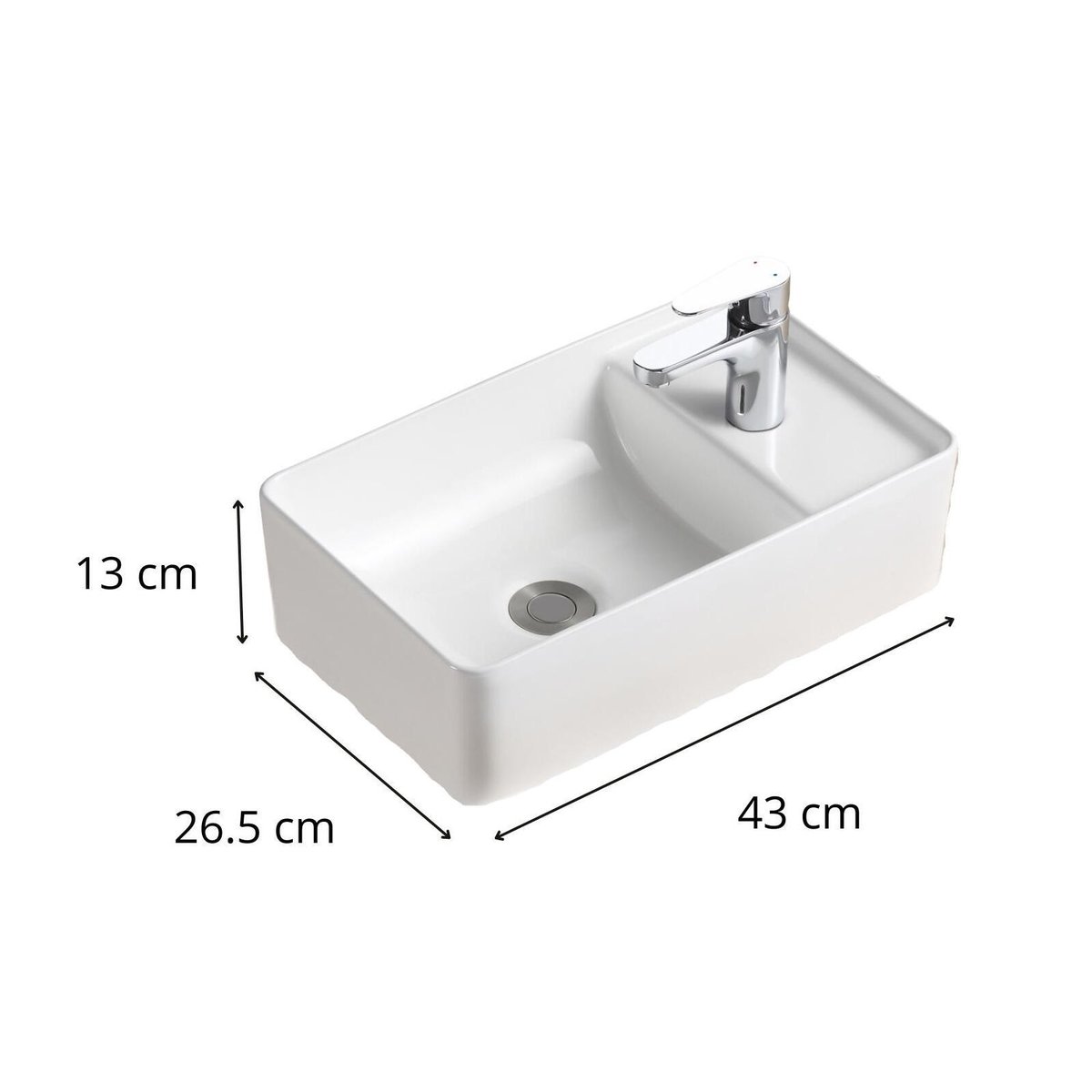 Vasque à poser rectangle en céramique blanche 43x26,5cm IDRO blanc, MOB IN